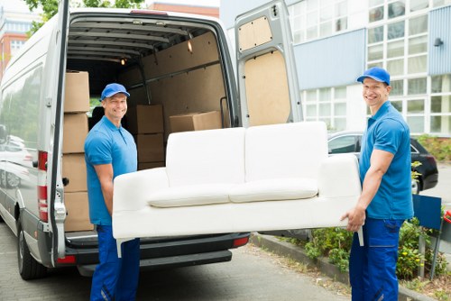 Moving van and household boxes for a home move in Finsbury Park