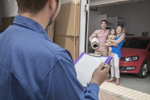 Boxed household items prepared for removals in North London